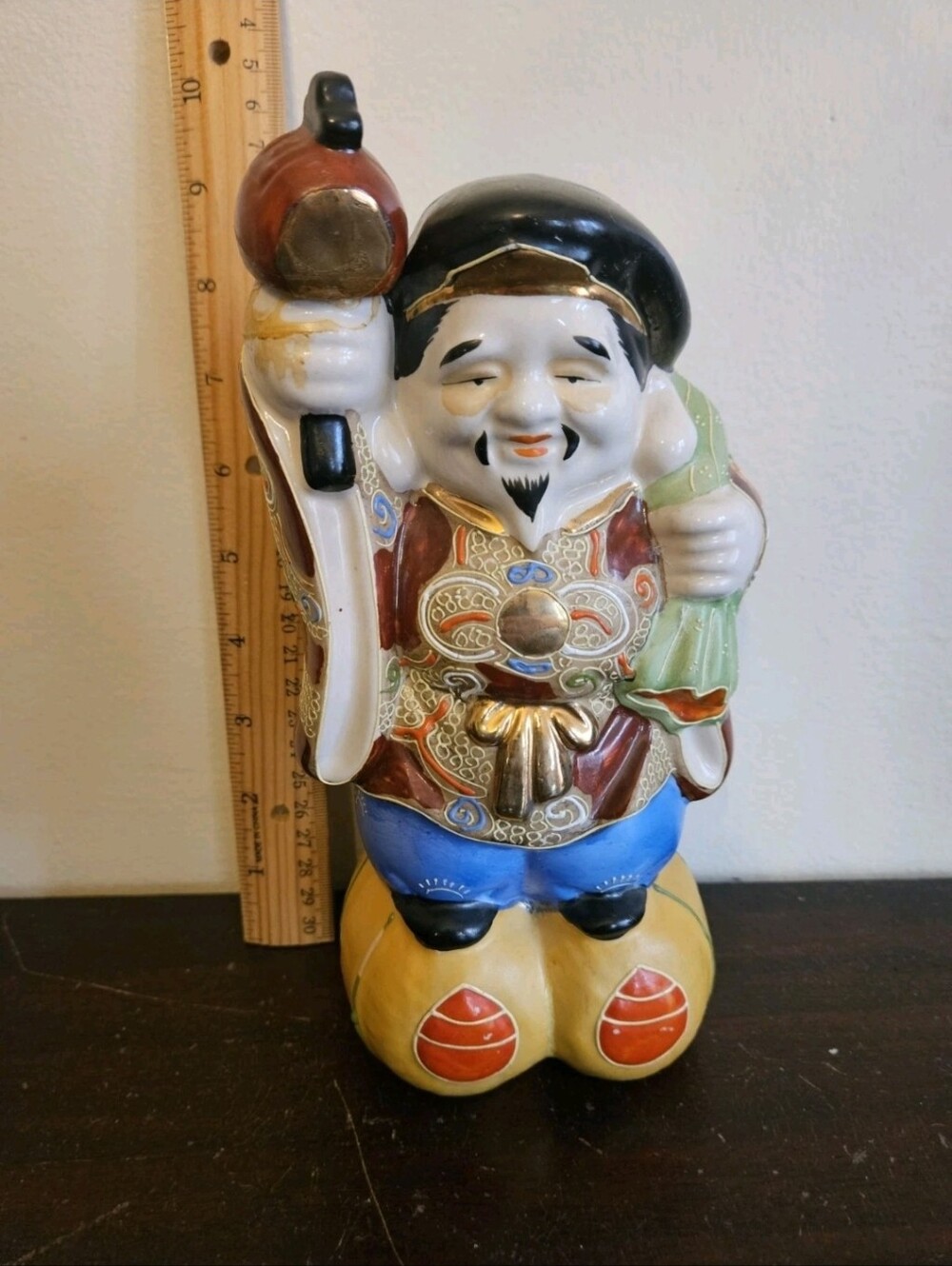 Vtg Kamotsuru Sake Decanter Daikokuten 1960s Porcelain Bottle COMPLETE With Cap!